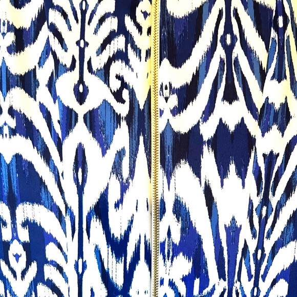 Blue and White Print Dress Fit and Flare - Picture 6 of 6